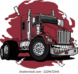 truck monster red black white tooth