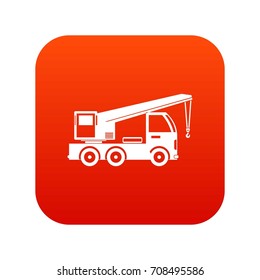 Truck mounted crane icon digital red for any design isolated on white vector illustration