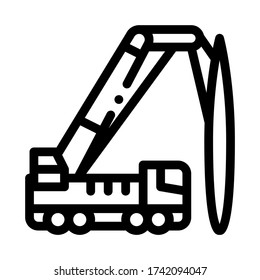 vector de icono de grúa montado en camión. señal de grúa montada en camión. ilustración de símbolo de contorno aislado