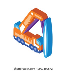 truck mounted crane icon vector. isometric truck mounted crane sign. color isolated symbol illustration