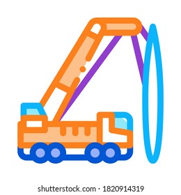 truck mounted crane icon vector. truck mounted crane sign. color symbol illustration