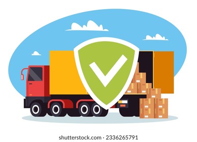 Truck moving delivery car services concept. Vector graphic design illustration