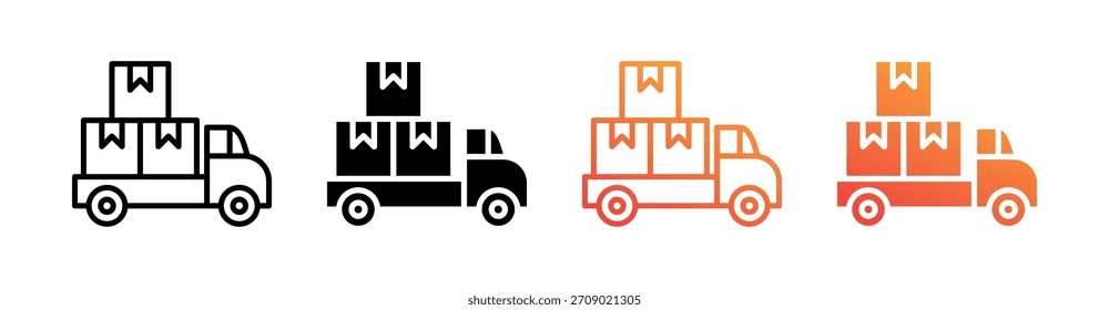 Truck Multiple Style Icon Set Vector