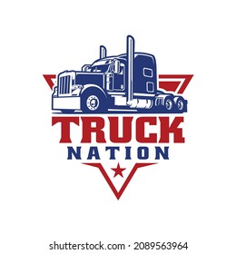 Truck nation emblem ready made logo vector isolated. Best for trucking related industry logo