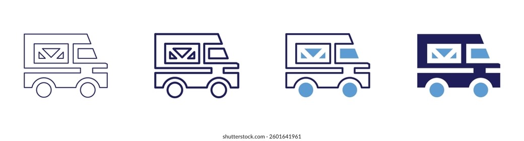 Truck navigation system icon in 4 different styles. Thin Line, Line, Bold Line, Duotone. Duotone style. Editable stroke.