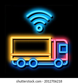 Vector de señal de luz de neón de camión. Icono brillante Truck. ilustración de símbolo transparente