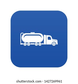 Truck oil icon blue vector isolated on white background