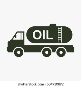 Truck with oil vector icon. 
