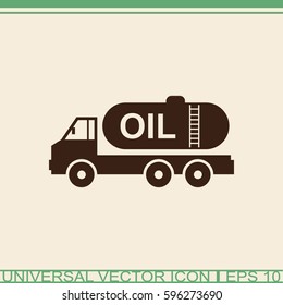 Truck with oil vector icon. 