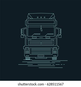 Truck on road line art. Vector images