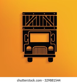 Truck on yellow background,clean vector