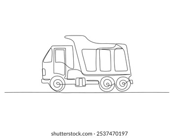 Truck one continuous line illustration. Hand drawn doodle sketch