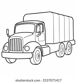 Truck Outline - Black and White Delivery Truck Clip Art for Coloring Pages and Transportation Illustrations