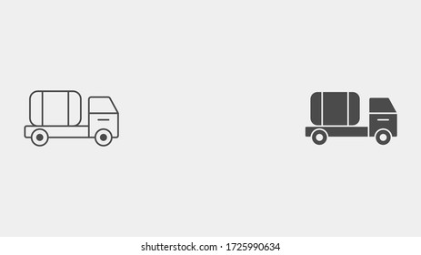 Truck outline and filled vector icon sign symbol