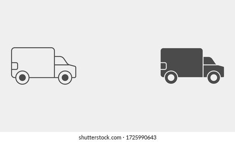 Truck outline and filled vector icon sign symbol