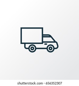 Truck Outline Symbol. Premium Quality Isolated Lorry Element In Trendy Style.