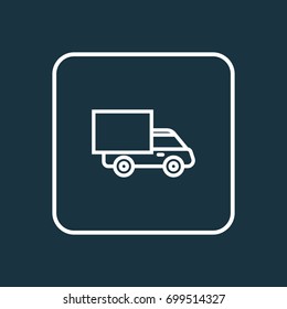 Truck Outline Symbol. Premium Quality Isolated Lorry Element In Trendy Style.