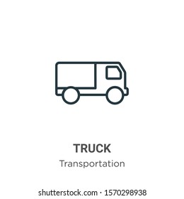 Truck outline vector icon. Thin line black truck icon, flat vector simple element illustration from editable transportation concept isolated on white background