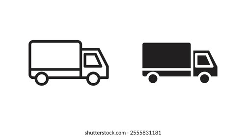 Truck outlined and solid icon vector collection.