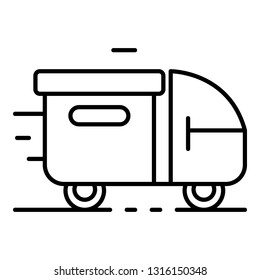 Truck parcel delivery icon. Outline truck parcel delivery vector icon for web design isolated on white background