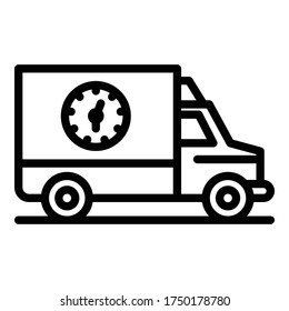 Truck parcel delivery icon. Outline truck parcel delivery vector icon for web design isolated on white background
