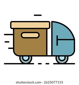 Truck parcel delivery icon. Outline truck parcel delivery vector icon color flat isolated