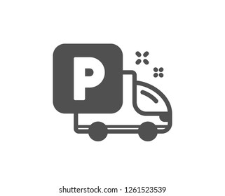 Truck parking icon. Car park sign. Transport place symbol. Quality design element. Classic style icon. Vector