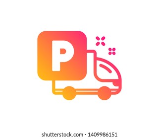 Truck parking icon. Car park sign. Transport place symbol. Classic flat style. Gradient truck parking icon. Vector