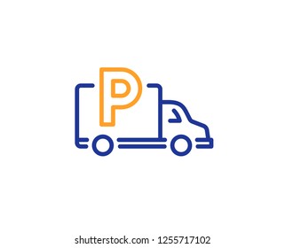 Truck parking line icon. Car park sign. Transport place symbol. Colorful outline concept. Blue and orange thin line color icon. Truck parking Vector