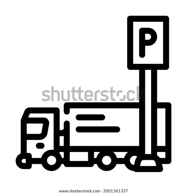 truck parking line icon vector.\
truck parking sign. isolated contour symbol black\
illustration