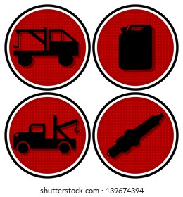 truck parking service, canister, spark plugs, icon