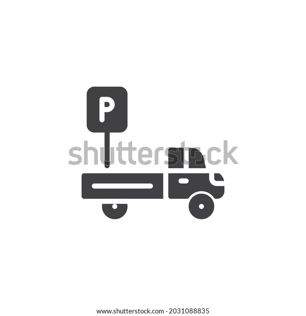 Truck parking sign vector
icon. filled flat sign for mobile concept and web design. Vehicle
parking zone glyph icon. Symbol, logo illustration. Vector
graphics