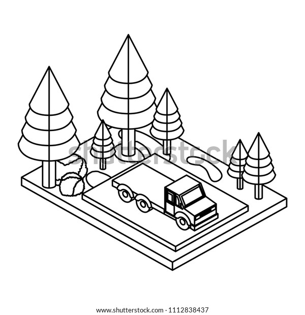 truck in the parking zone\
isometric