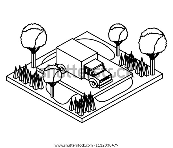 truck in the parking zone\
isometric