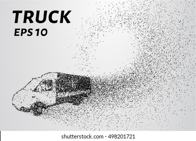 Truck of the particles. Cargo small truck made up of little circles. Vector illustration
