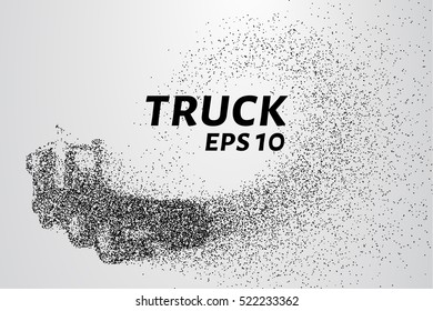 Truck of the particles. The truck consists of circles and points. Vector illustration.