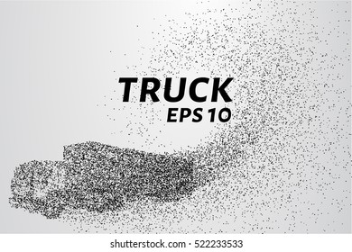 Truck of the particles. The truck consists of circles and points. Vector illustration.