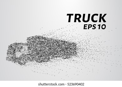 Truck of the particles. The truck consists of circles and points. Vector illustration.