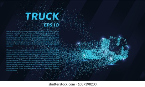 Truck of the particles. The truck consists of dots and circles. Vector illustration