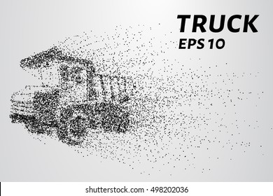 Truck of the particles. A huge truck is small circles. Vector illustration