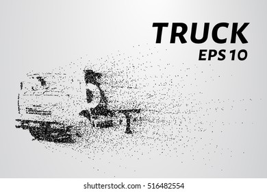 Truck of the particles. A huge truck is small circles.