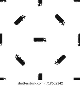 Truck pattern repeat seamless in black color for any design. Vector geometric illustration