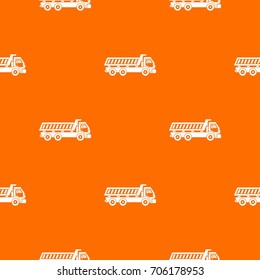 Truck pattern repeat seamless in orange color for any design. Vector geometric illustration
