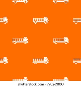 Truck pattern repeat seamless in orange color for any design. Vector geometric illustration