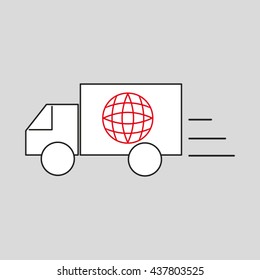 truck, peace, vector illustration