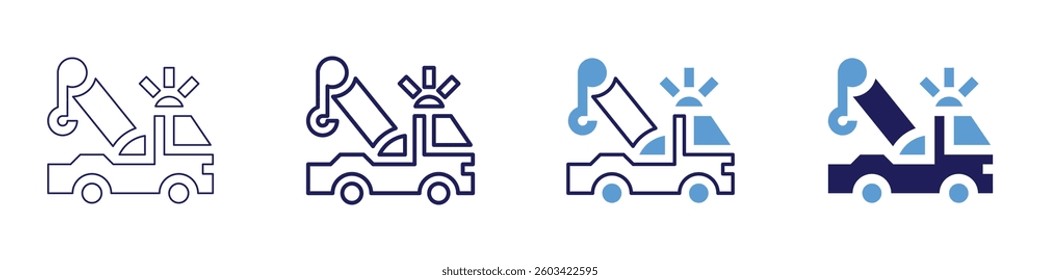 Truck performance upgrades icon in 4 different styles. Thin Line, Line, Bold Line, Duotone. Duotone style. Editable stroke.