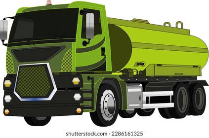 A truck of petroleum products in a green vector with its degrees