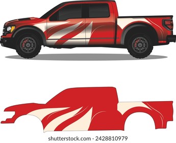 Truck pickup car decal vector illustration, car wrap camuflage car sticker