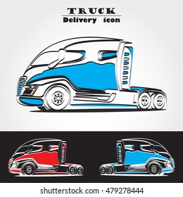 Truck picture. Vector illustration. Transportation Truck Logo Vector Design. Truck  logo  with red and blue colors. Truck logo