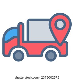 truck, pin, location icon or logo illustration filled outline color style. Icons ecommerce color.